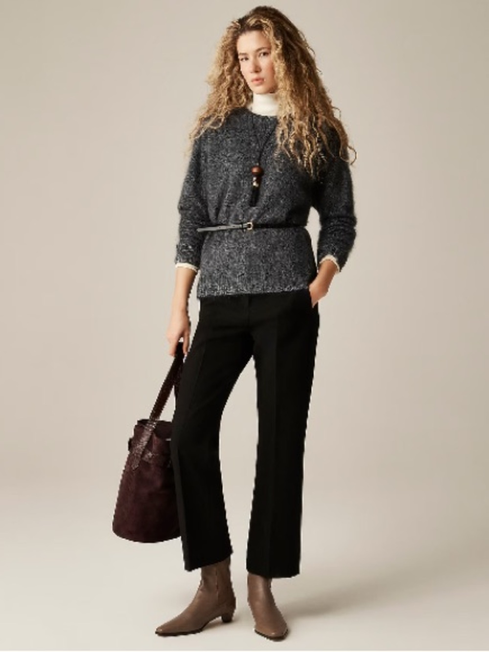 J.Crew Brushed cashmere marled relaxed crewneck sweater CR141